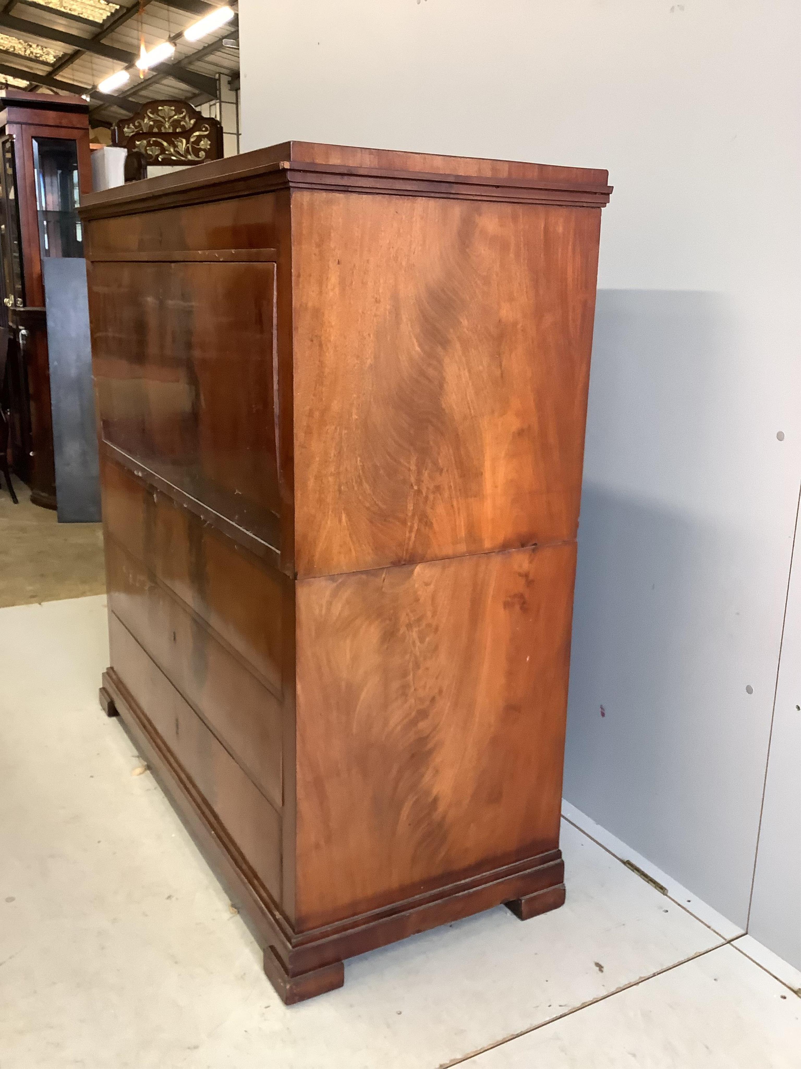 A 19th century French mahogany secretaire chest, width 127cm, depth 56cm, height 130cm. Condition - poor to fair